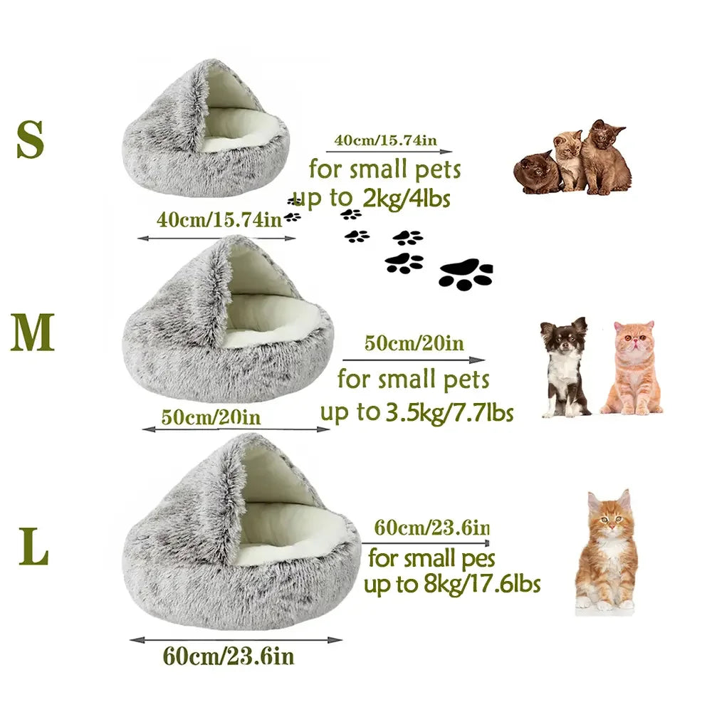 Soft Plush Pet Bed with Cover Round for small dogs or cats - Puppilor